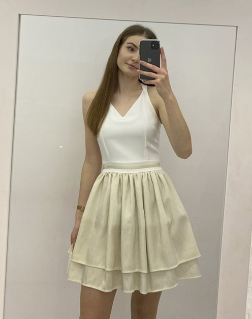 Sukienka krótka paski plecy mieniąca biały/złoty