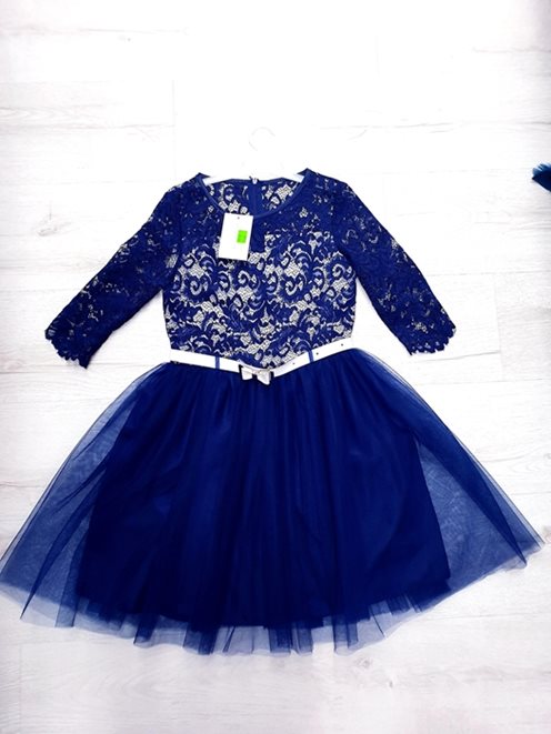 Sukienka princeska koronka pasek dziecko granat