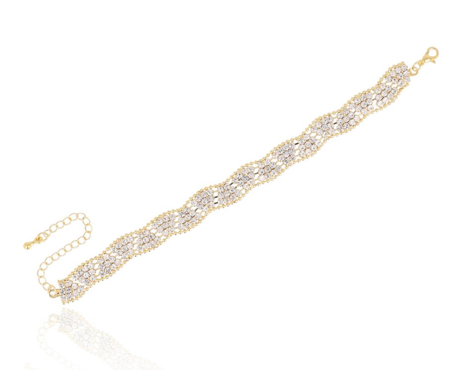 Bransoleta cyrkoniowa falista złoto/srebro