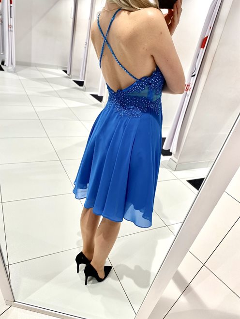 Krótka sukienka na ramiączkach petrol