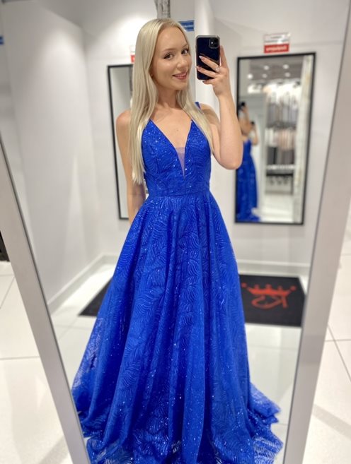 Sukienka długa cała brokatowa chaber