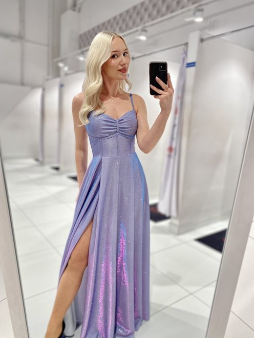 Sukienka długa brokatowa z gorsetem holo lilia