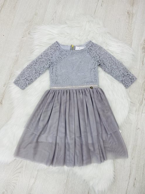 Sukienka tiulowa hiszpanka koronka dziecko szary