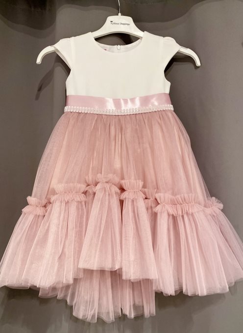 Sukienka dziecięca z tiulem i aplikacją wrzos