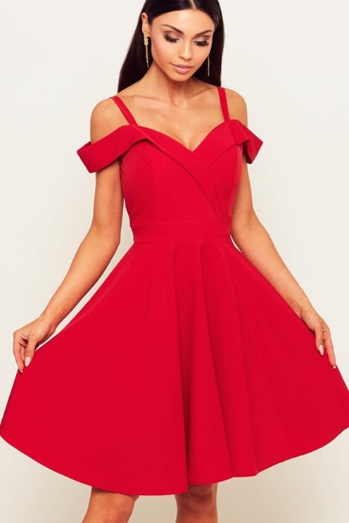 Sukienka na ramiona gładka czerwony