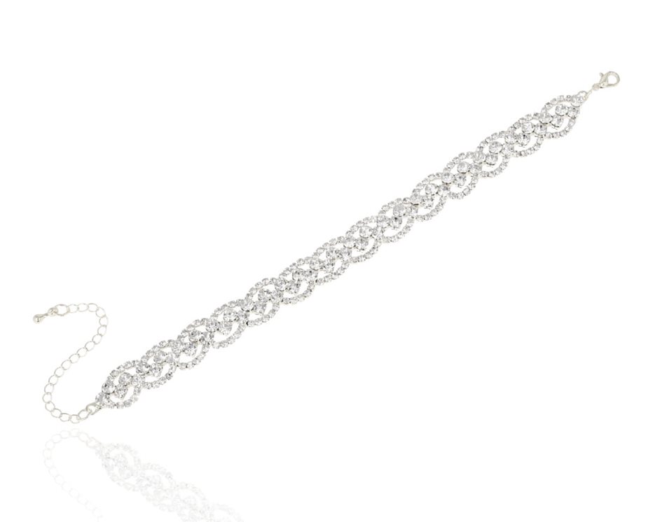 Bransoleta cyrkoniowa plecionka złoto/srebro