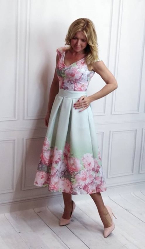 Sukienka midi kwiaty zielony