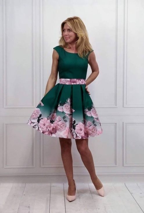 Sukienka kwiaty krótka zielony
