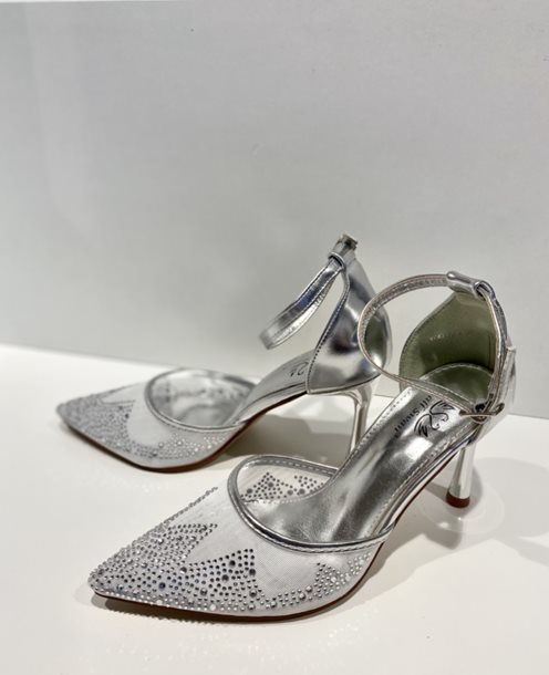 Szpilki przód zdobiony srebro