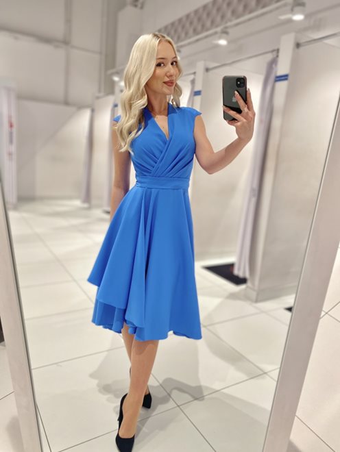 Sukienka midi zakładka niebieski