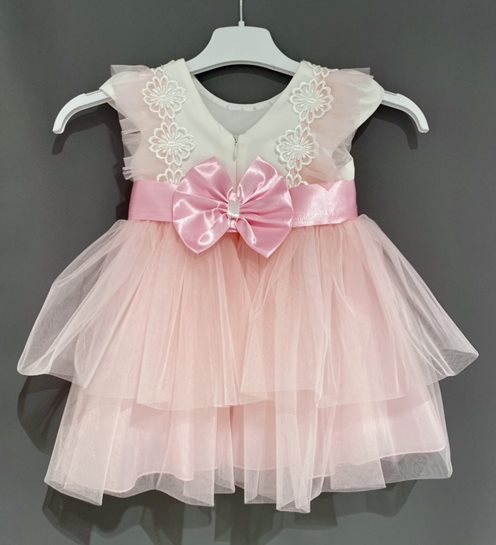 Sukienka dziecięca z falbankami na rękawku p.róż