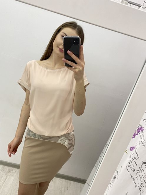 Sukienka z rękawkiem beż