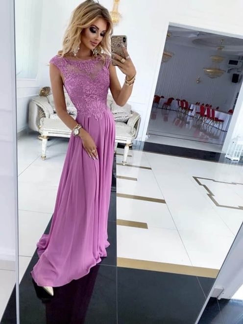 Sukienka długa plecy siateczka jagoda