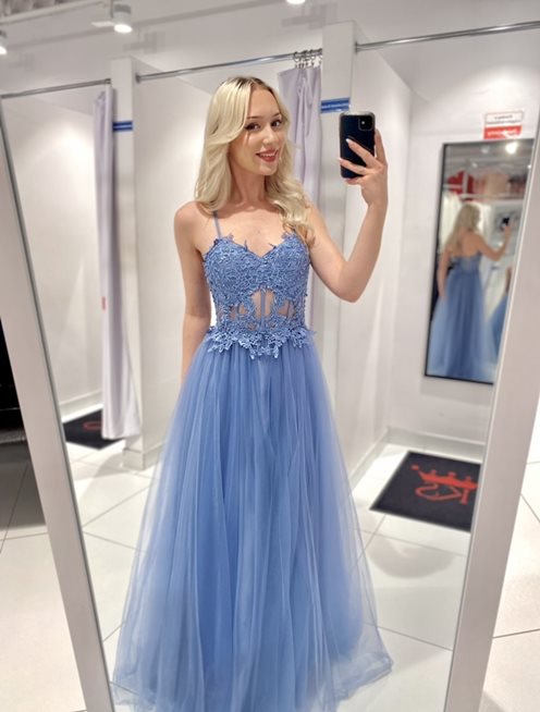 Sukienka długa gorset koraliki ramiączka jeans