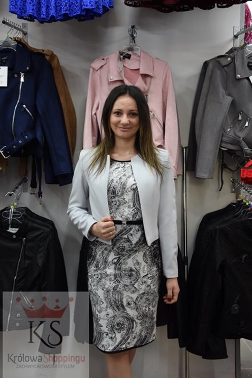 Elegancki materiałowy żakiet szary