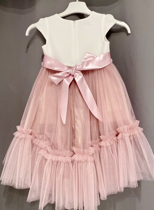 Sukienka dziecięca z tiulem i aplikacją wrzos