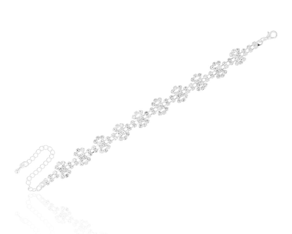 Bransoleta cyrkoniowe kwiatki złoto/srebro