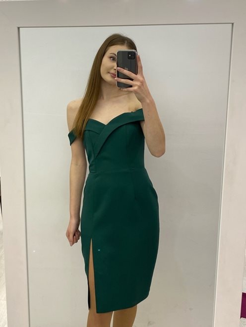 Sukienka na ramiączkach dopasowana krótka zielona