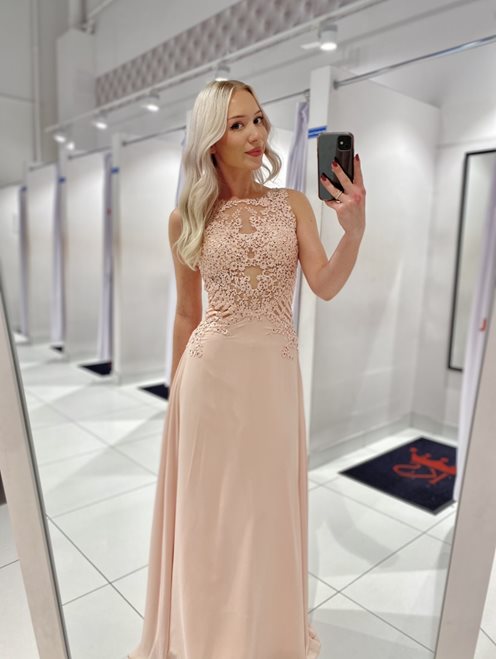 Długa sukienka gorsetowa róż