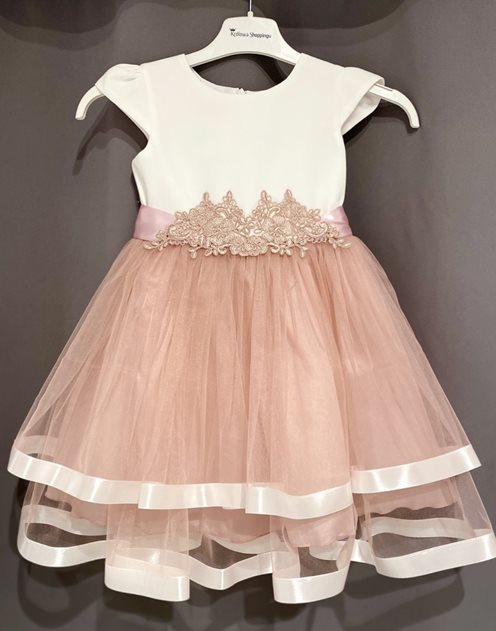 Sukienka dziecięca z taśmą od spodu róż