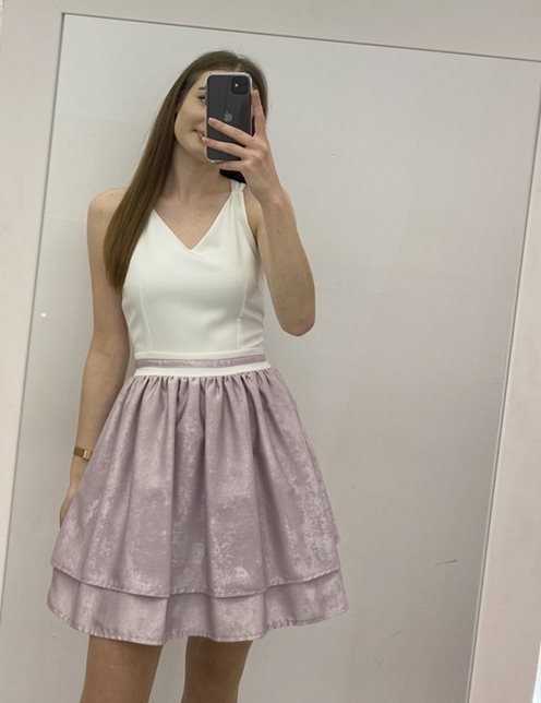 Sukienka krótka paski plecy mieniąca biały/róż