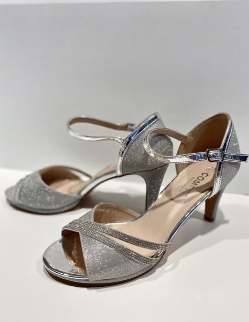 Szpilki brokatowe cyrkonie przód srebro