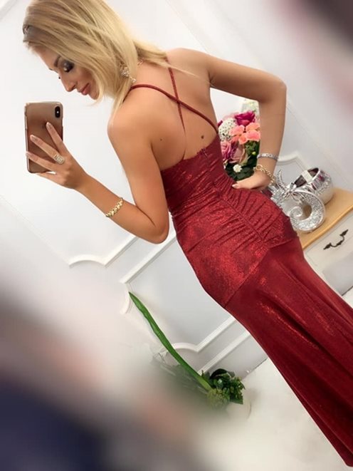 Długa syrenka błyszcząca bordo