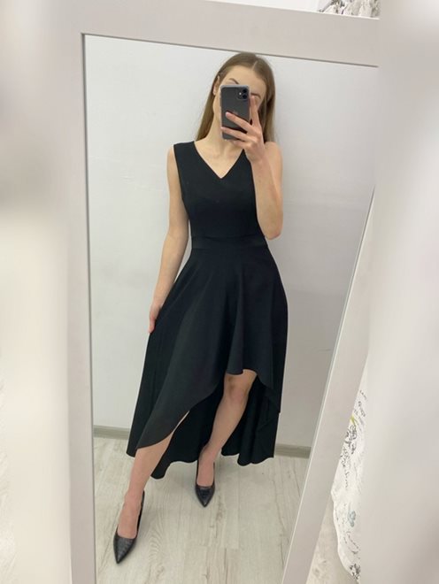 Prosta sukienka długi tył czarny