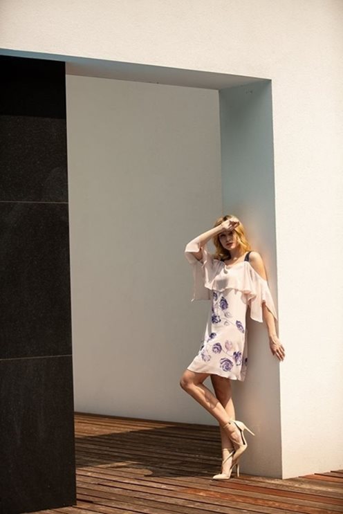 Sukienka ramiączka rękawek hiszpanka róż