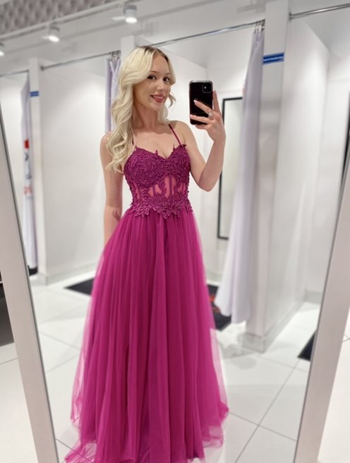 Sukienka długa gorset koraliki ramiączka fiolet