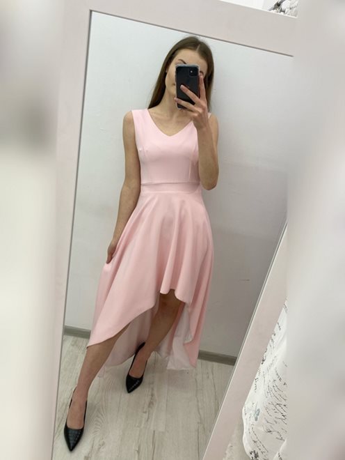 Prosta sukienka długi tył róż