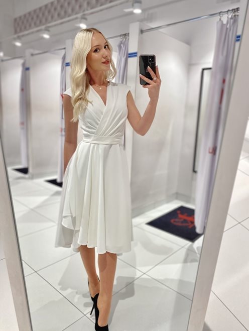 Sukienka midi zakładka biel