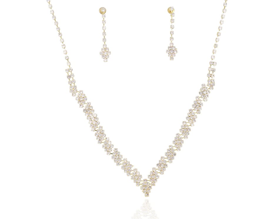 Komplet cyrkonie szpic romb srebro/ złoto