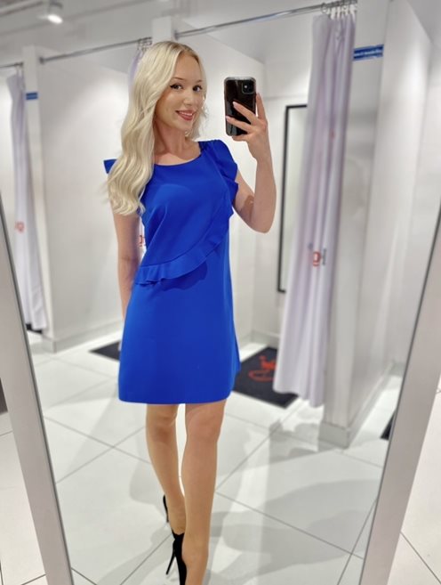 Sukienka krótka prosta z falbankami chaber