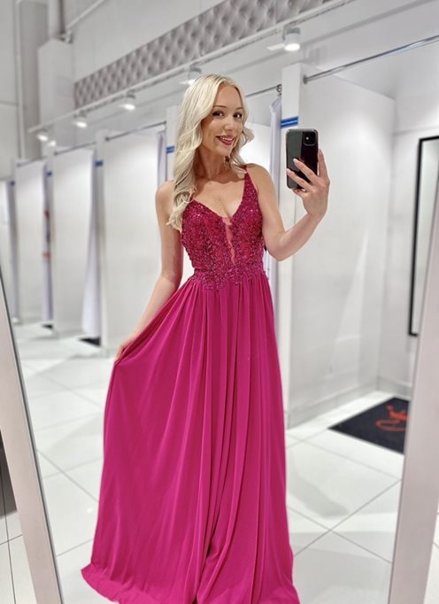 Sukienka długa szyfon góra cekiny fiolet