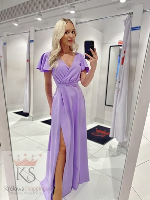 sukienka długa rękawek motylek lilia