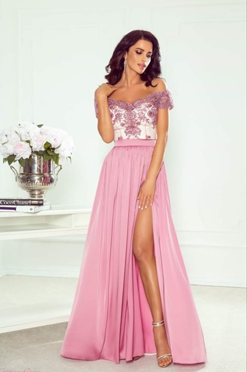 Sukienka długa hiszpanka koronka róż