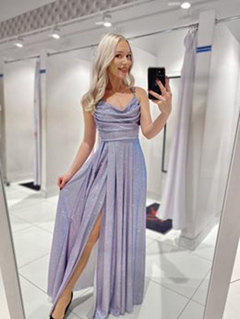 Sukienka długa na ramiączkach wiązana srebro