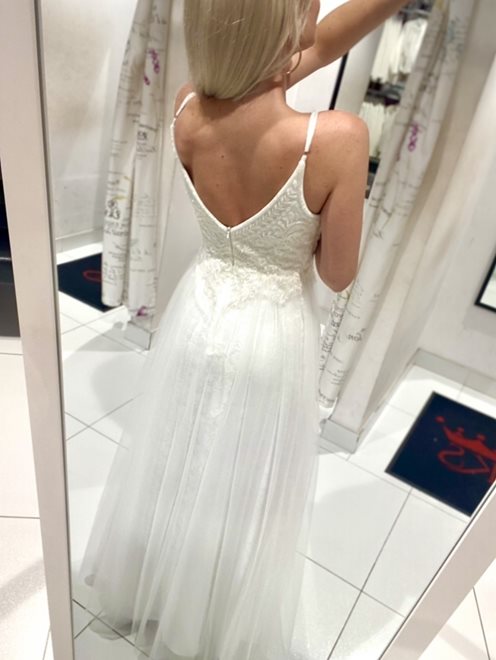 Sukienka długa koronka tiul biała