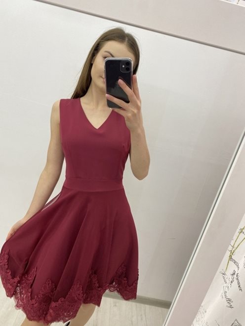 Sukienka spód cała bordo