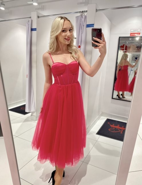 Sukienka midi gorsetowa fuksja