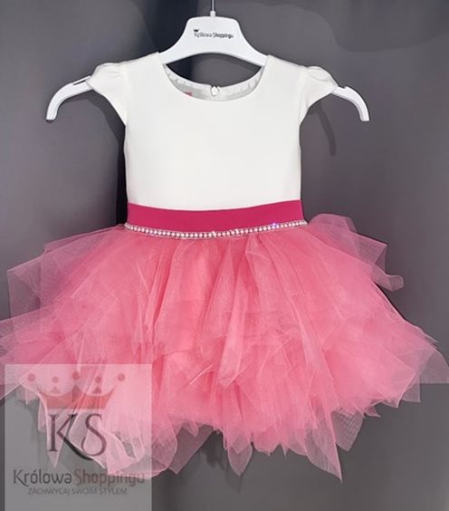 Sukienka dziecięca pierzasty dół fuksja