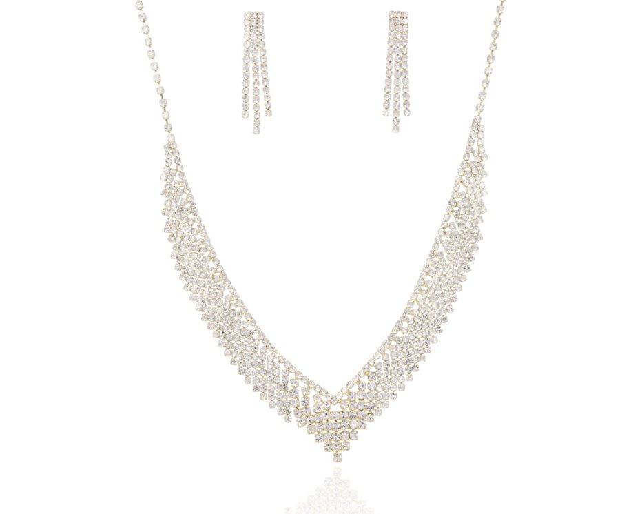 Komplet cyrkonie szpic złoto/ srebro