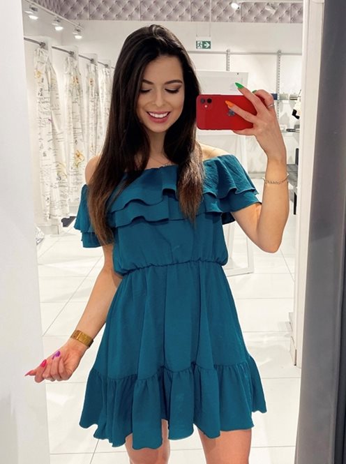 Sukienka krótka hiszpanka zwiewna zieleń