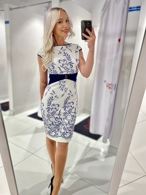 Sukienka czarna koronka góra-dół granat