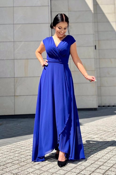 Sukienka długa z materiału szyfonowego chaber