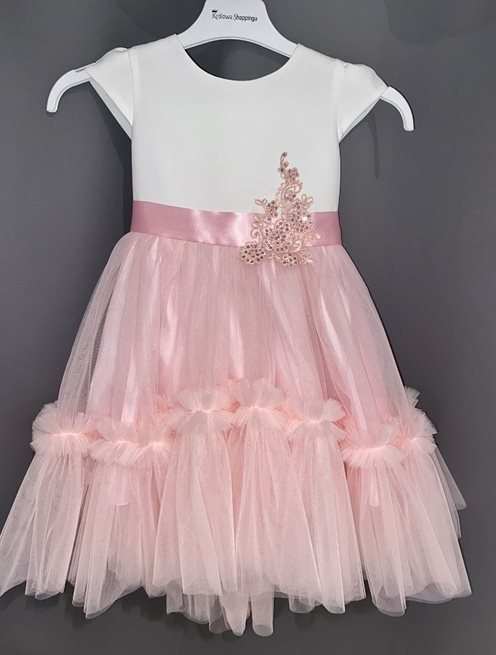 Sukienka dziecięca z tiulem i aplikacją róż