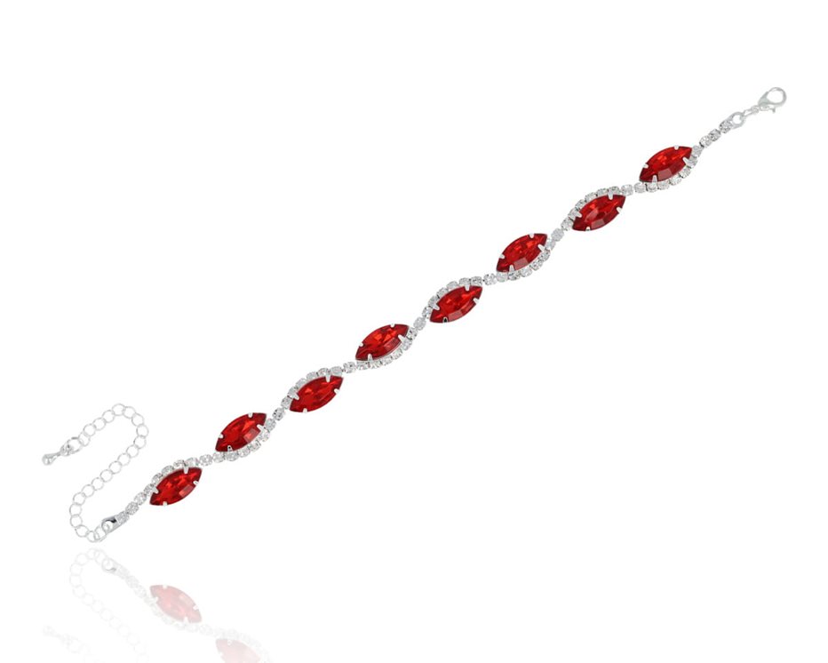Bransoleta cyrkoniowe łezki duże czerwień