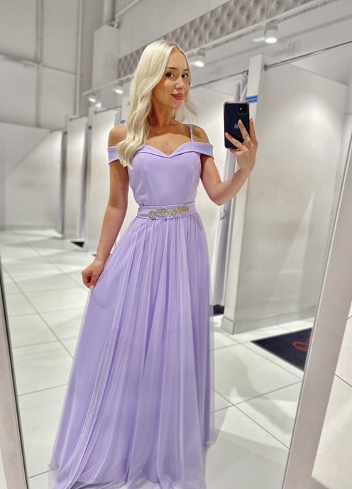 Sukienka długa hiszpanka z tiulem lilia