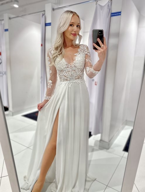 sukienka długa kamyki rękawek biel